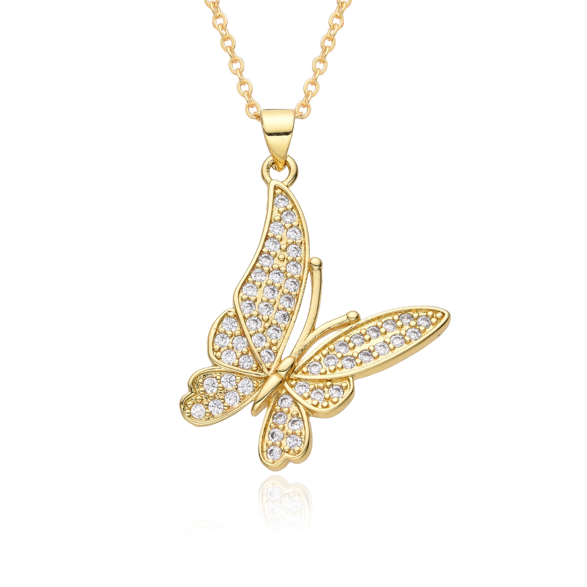 Wholesale Copper Gold Plated Butterfly Necklace Clavicle Chain